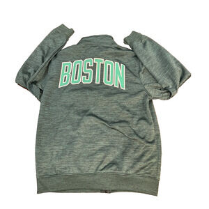 Boston Celtics Mens Large Green & Black NBA Basketball Full Zip Fleece Stretch